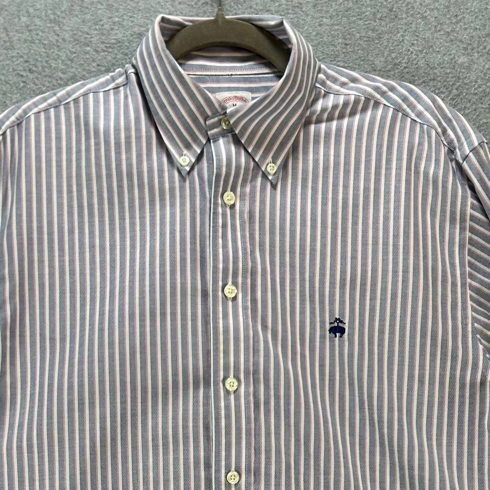 Brooks Brothers Button Down 346 Mens M Blue Pink‎ Stripe Supima Cotton Preppy